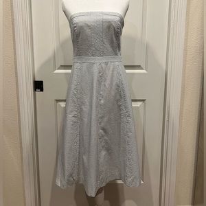 Banana Republic Seersucker Strapless Dress Blue White Size 4